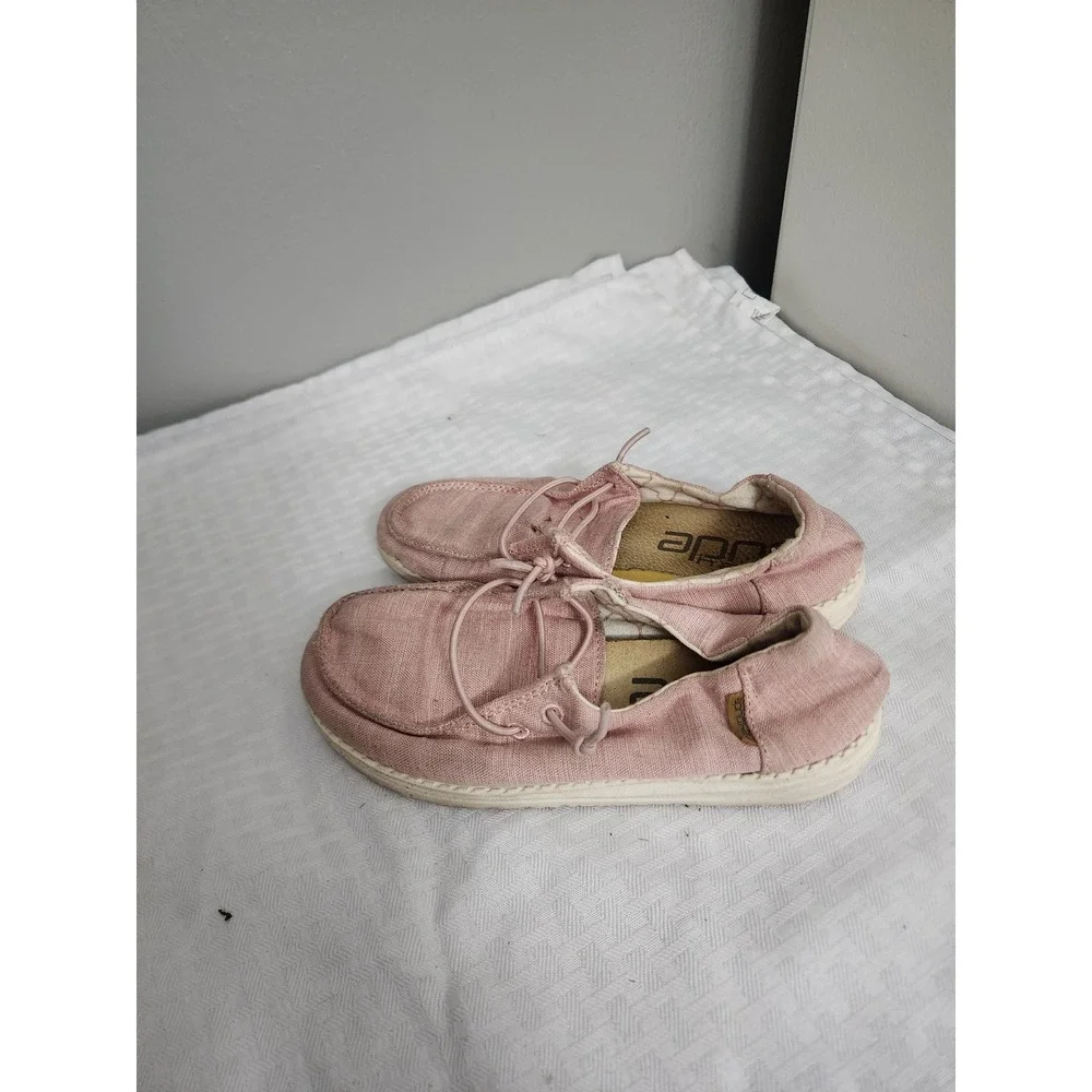 Hey Dude Wendy Youth Linen Cotton Candy Pink Slip On Loafers US K12 Kids Shoes